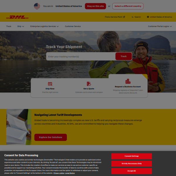 Website preview of DHL Service Point