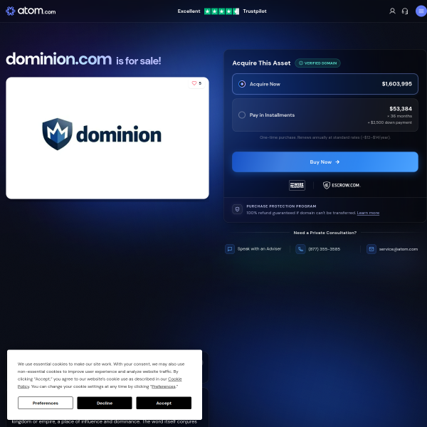 Website preview of DOMINION TRUST LIMITED