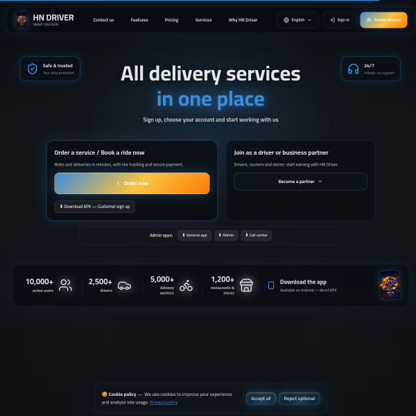لقطة من موقع HN Driver — Portal (Company)