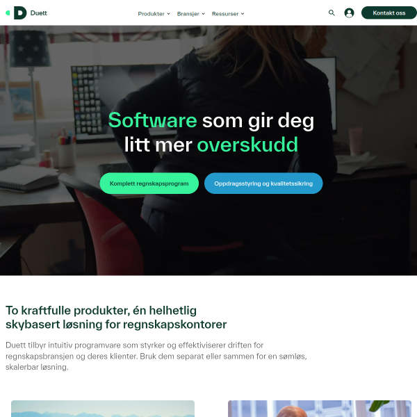 Website preview of DUETT AS