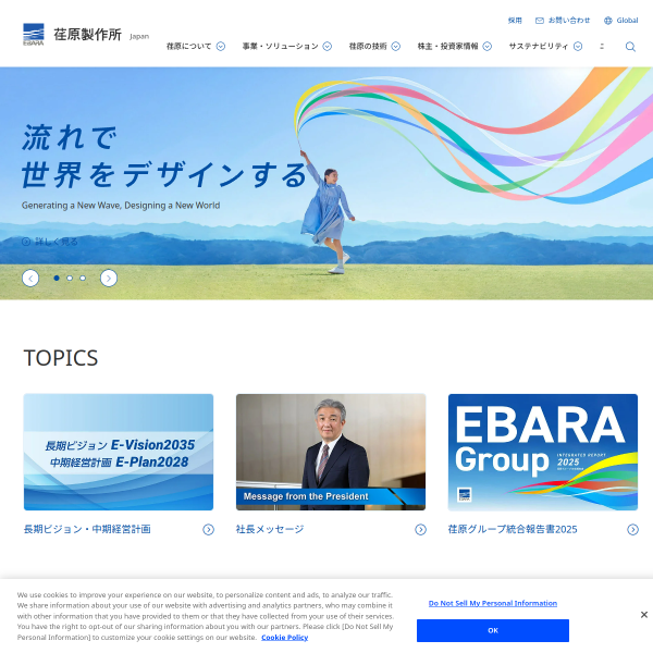 Website preview of Ebara Corporation