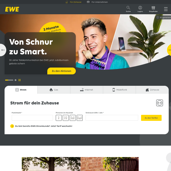Website preview of EWE Netz, Bezirksmeisterei Wildeshausen