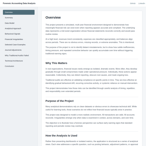 Screenshot of Forensic Accounting Data Analysis