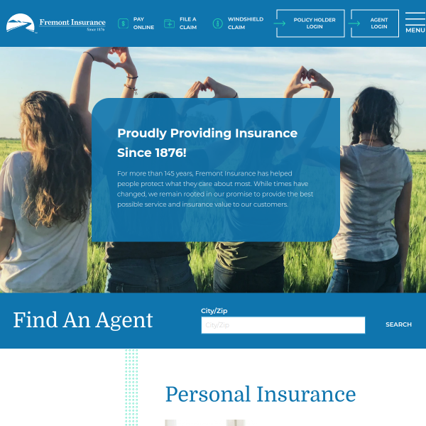 Website preview of FMIC - Frederick Mutual Insurance Company