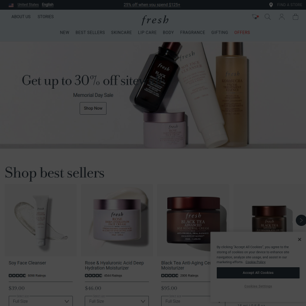Website preview of Fresh Market