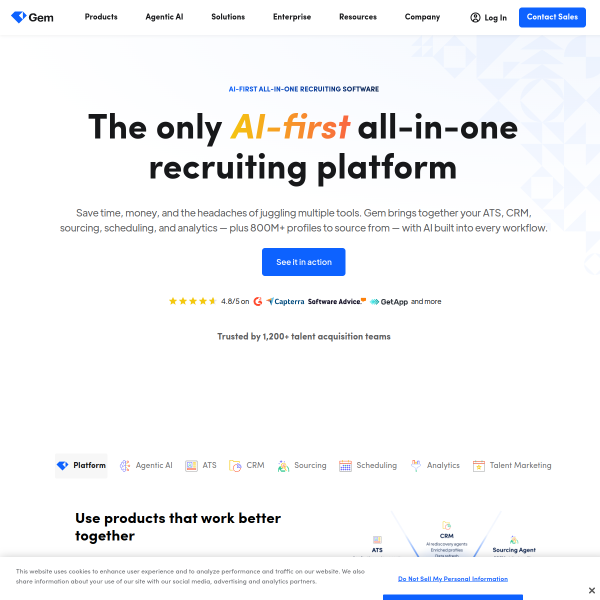 Website preview of Gem