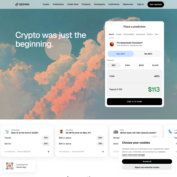 Website preview of Gemini