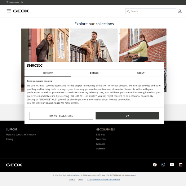 Website preview of Geox