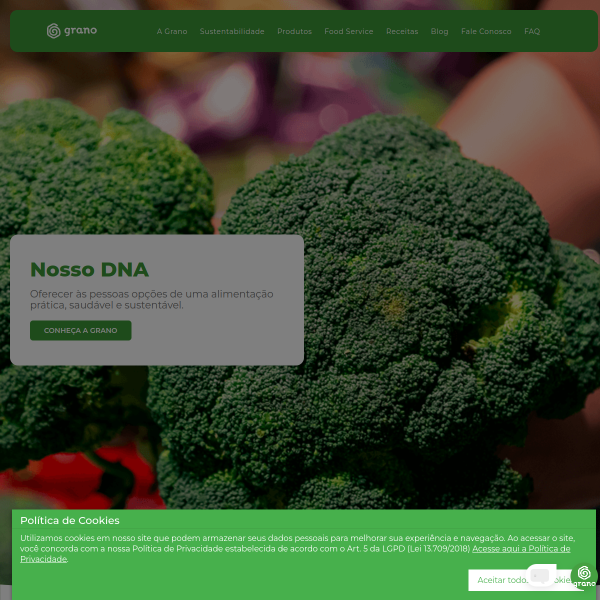 Website preview of grano vitae produtos naturais