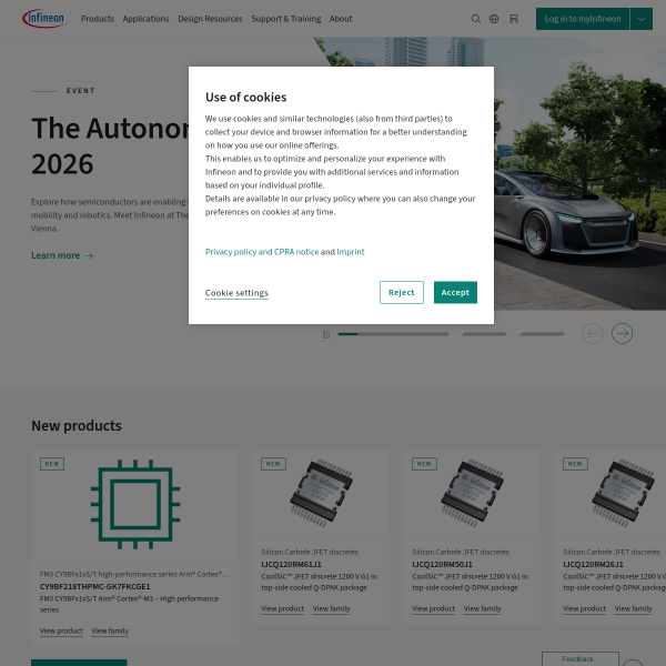Website preview of INFINEON TECHNOLOGIES AG