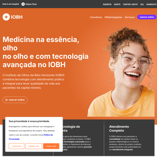 Website preview of iobh - instituto de olhos de belo horizonte