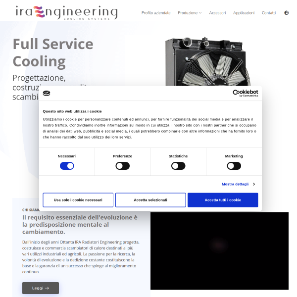 Website preview of IRA RADIATORI ENGINEERING SRL