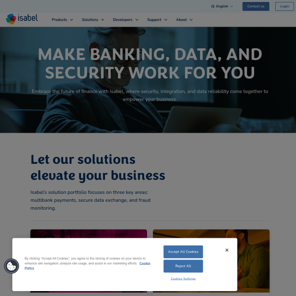 Website preview of ISABEL