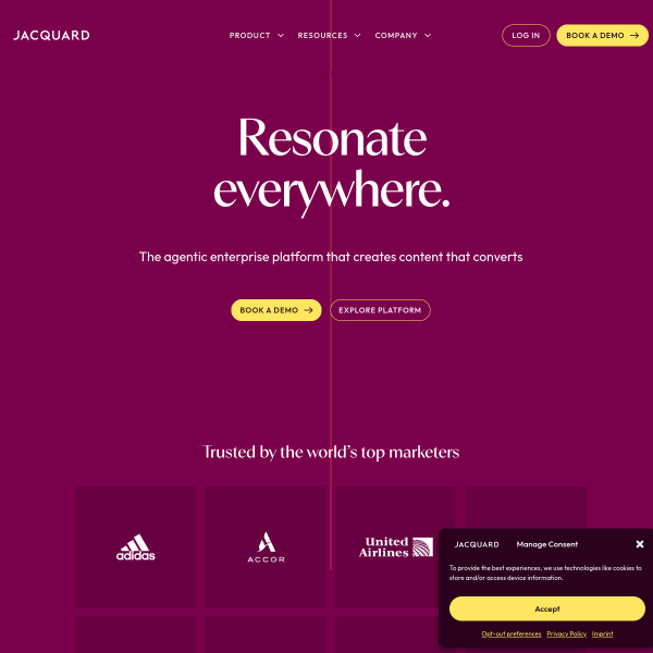 Website preview of Jacquard