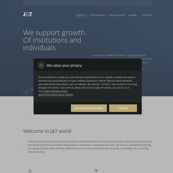 Website preview of JTFG FUND I SICAV, a.s.