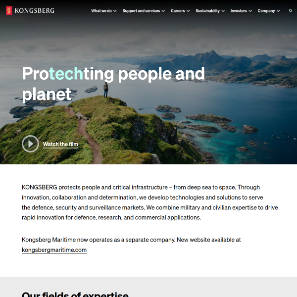 Website preview of Kongsberg Våpenfabrikk