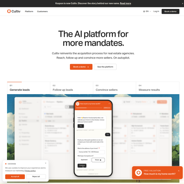 Website preview of koqoon