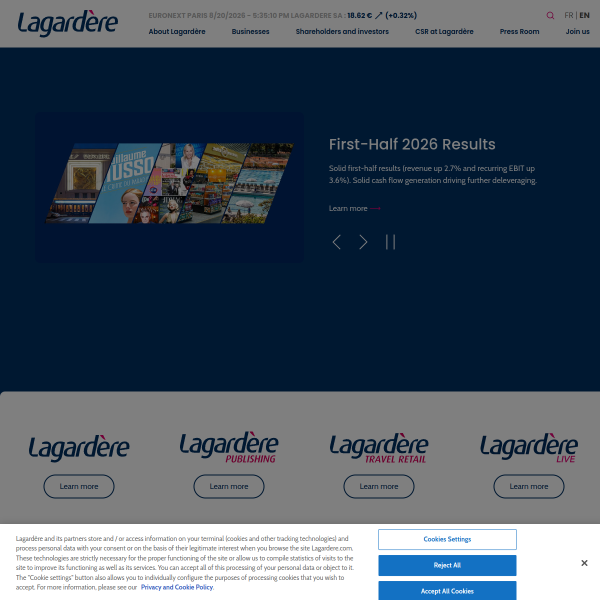 Website preview of LAGARDERE PARIS RACING RESSOURCES