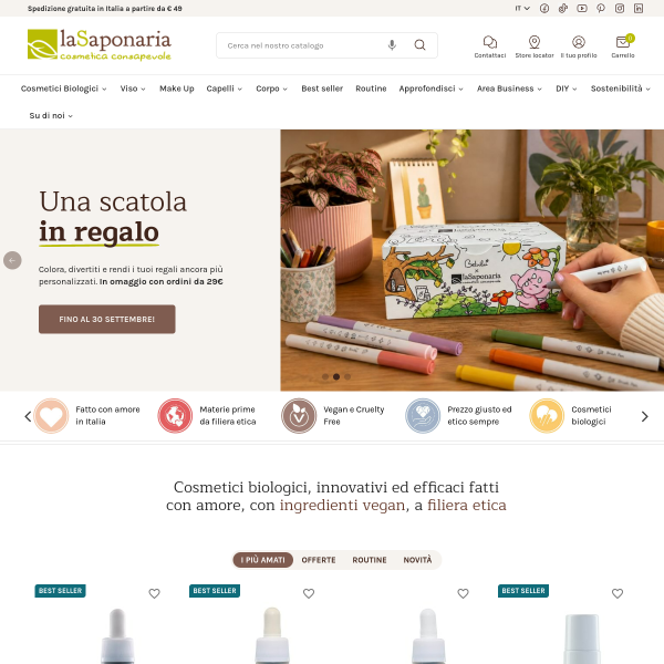 Website preview of LaSaponaria - cosmetica consapevole