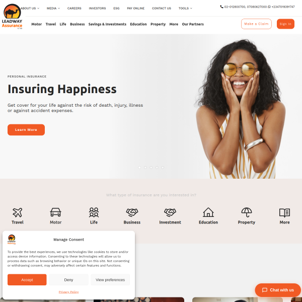 Website preview of LEADWAY PENSURE PFA LIMITED