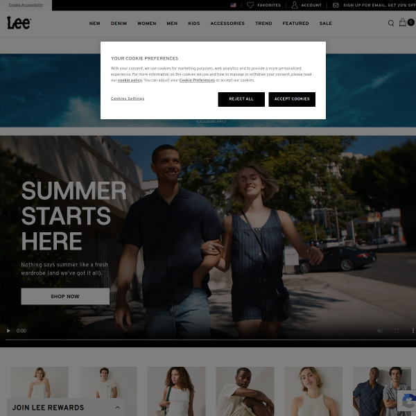 Website preview of Lee Cooper