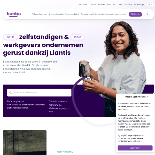 Website preview of Liantis sociaal verzekeringsfonds