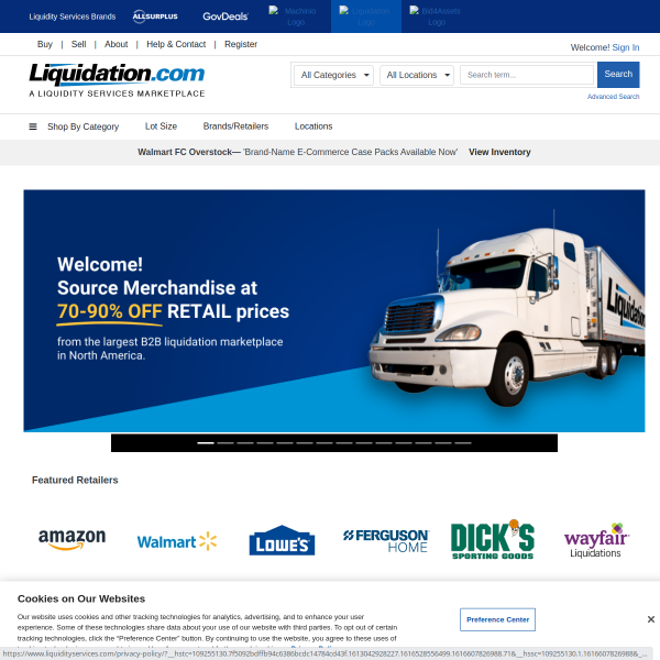 Website preview of Liquidation Depot Foley