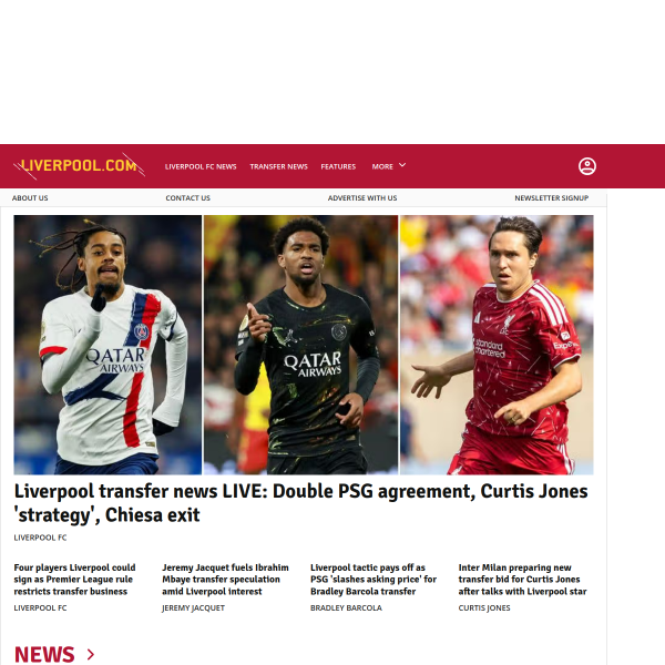 Website preview of Liverpool Bar and Grill