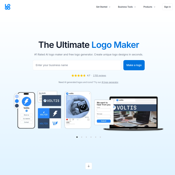 Website preview of Logo Design online