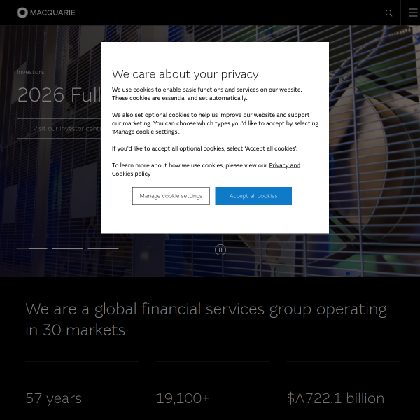 Website preview of MACQUARIE GLOBAL LISTED INFRASTRUCTURE FUND