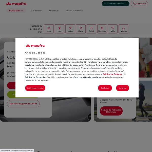 Website preview of MAPFRE PUENTE GARANTIZADO III FONDO DE PENSIONES