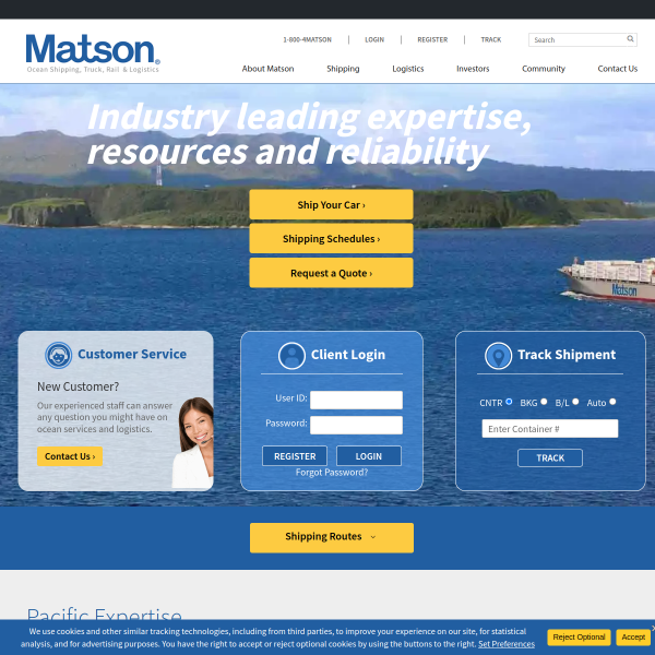 Website preview of MATSON TRADING COMPANY LIMITED