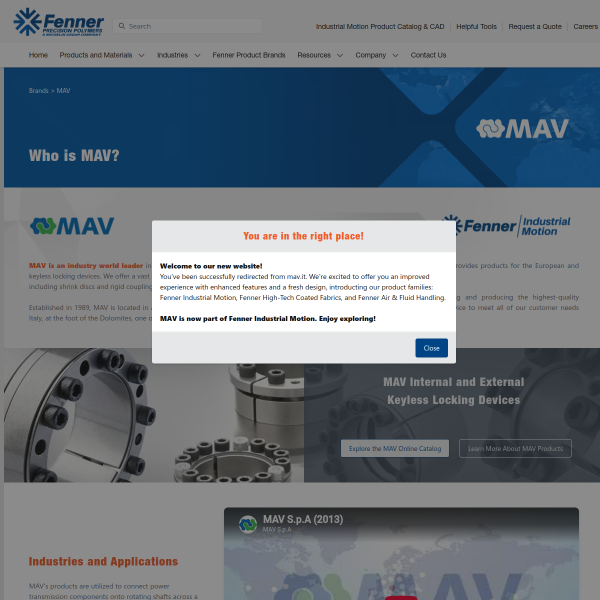 Website preview of MAV SRL