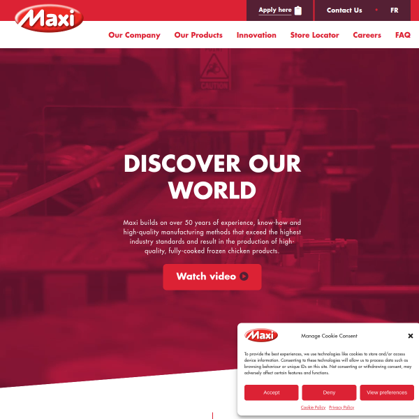 Website preview of Maxi's