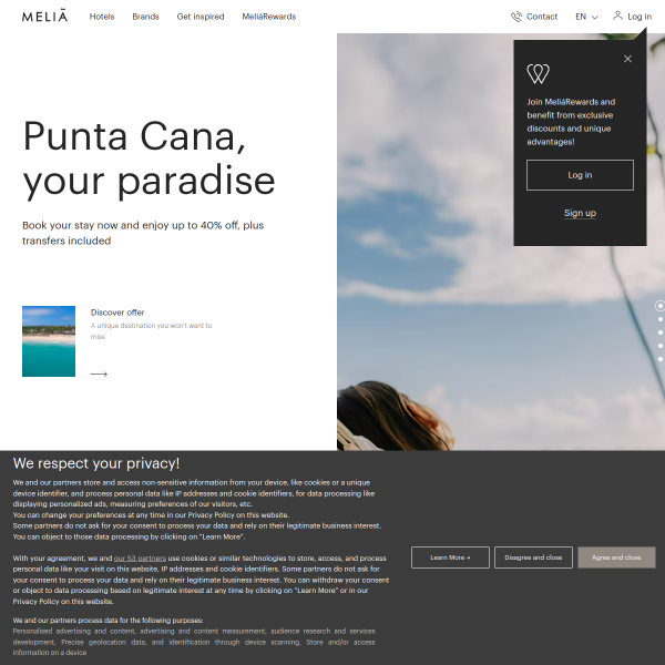 Website preview of Melia Ubud