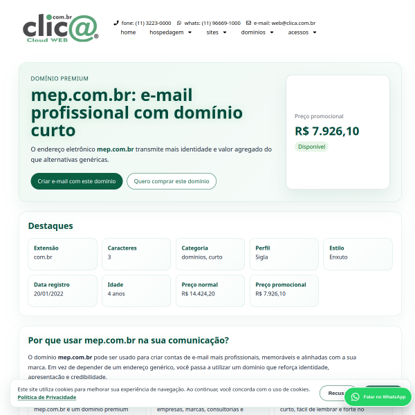 Website preview of mep prestacao de servicos