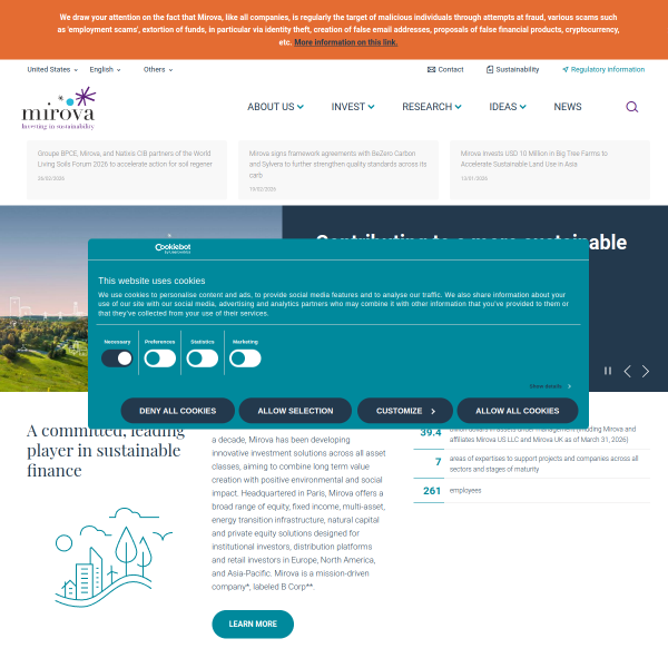 Website preview of Mirova Gigaton Fund S.A., SICAV-RAIF