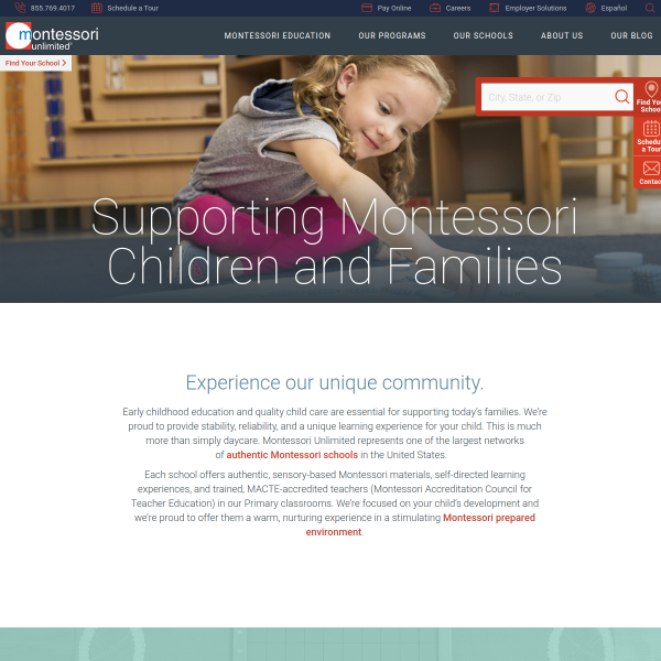 Website preview of Montessori Children’s House