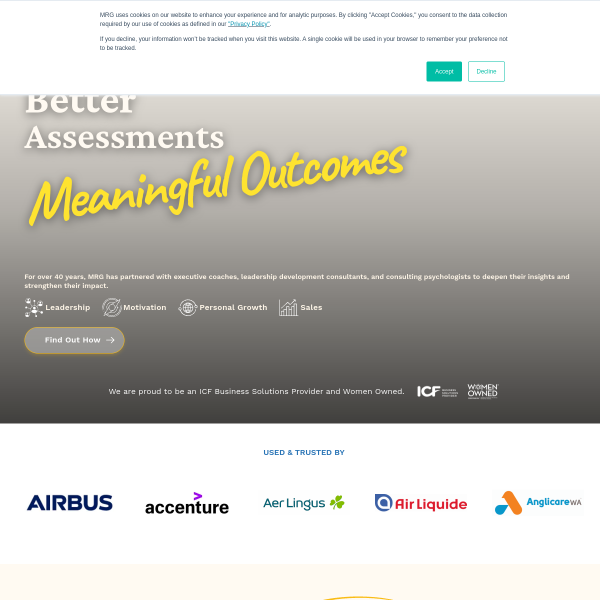 Website preview of MRG AND ASSOCIATES