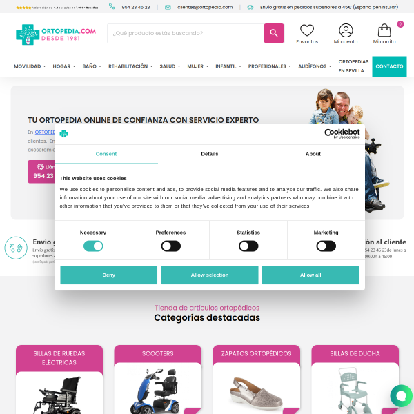 Website preview of Ortopedia