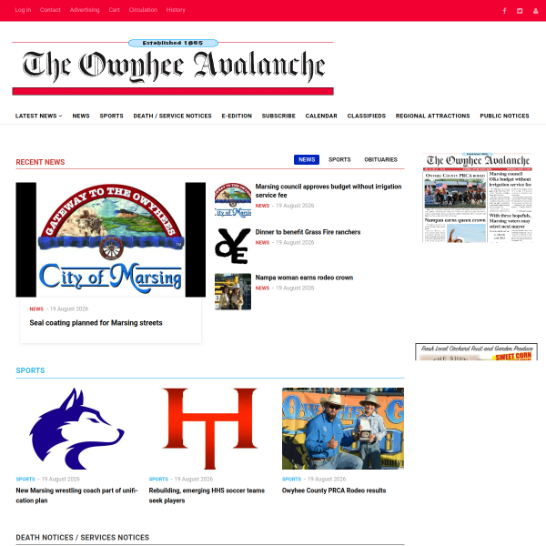 Website preview of Owyhee Auto Supply