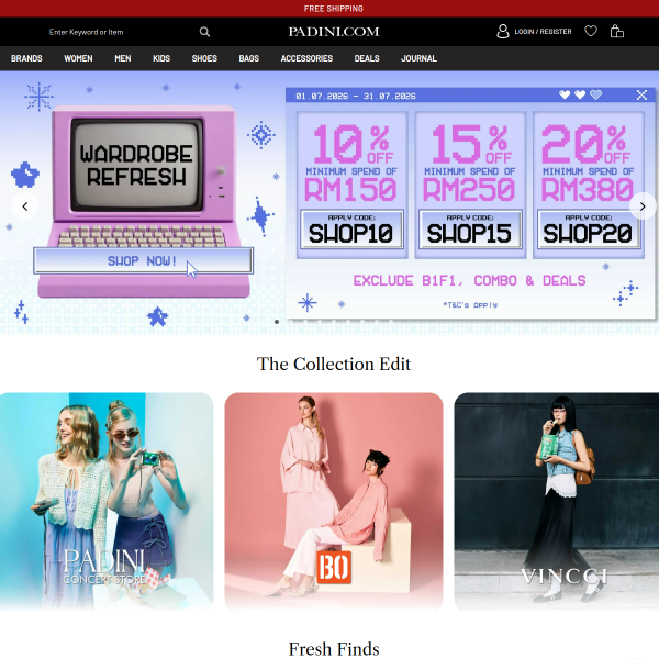 Website preview of Padini Holdings Berhad