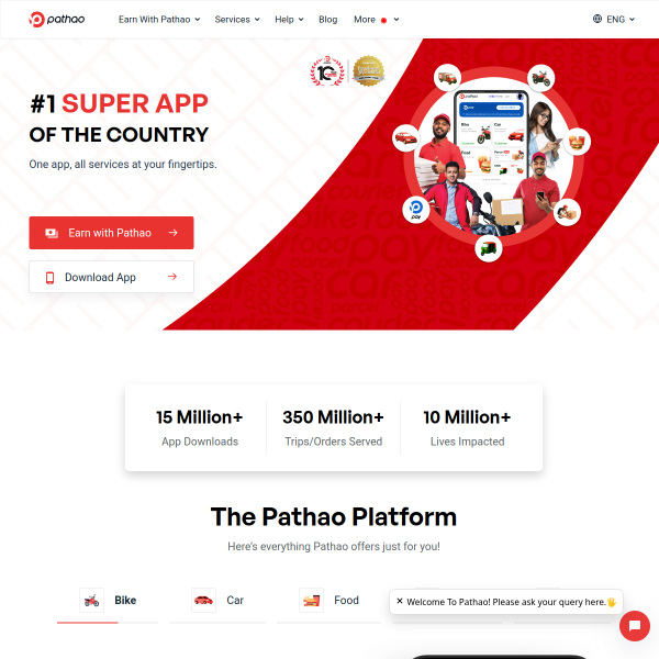 Website preview of Pathao