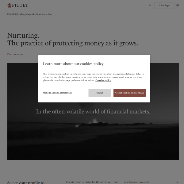Website preview of PICTET THEMATIC PRIVATE EQUITY, SICAV-RAIF