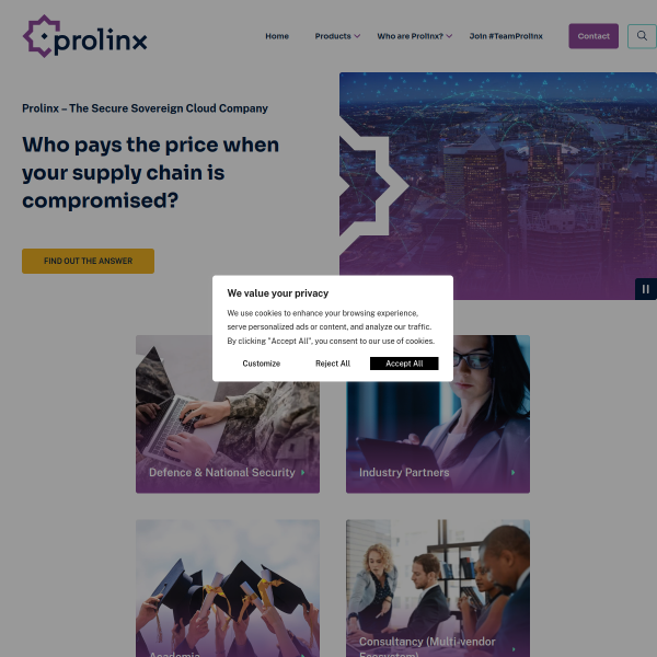 Website preview of PROLINX LIMITED