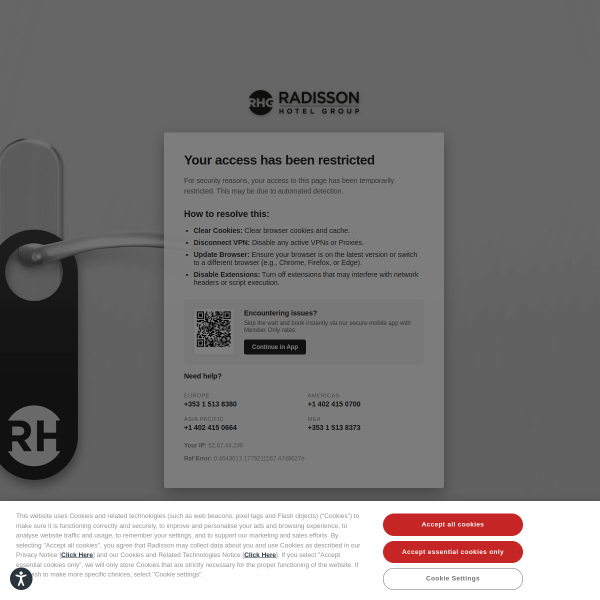 Website preview of Radisson Hotel, Lagos Ikeja