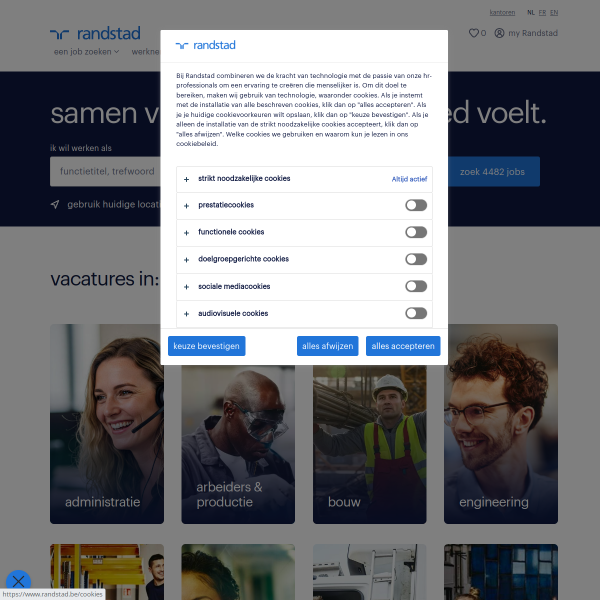 Website preview of randstad construct hainaut brabant wallon