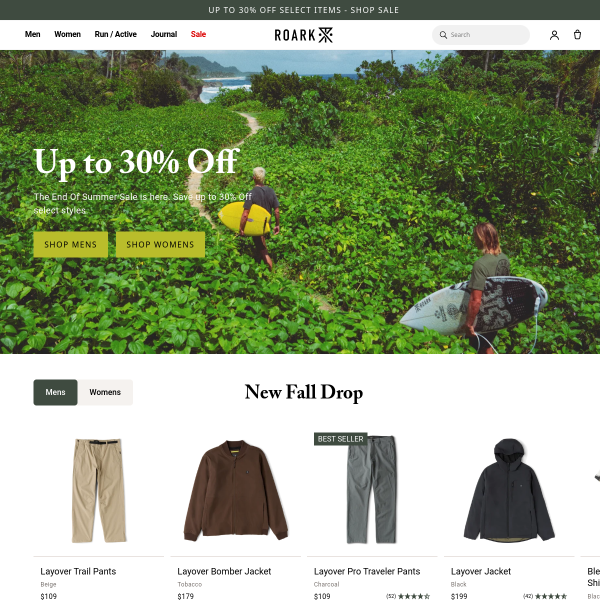 Website preview of ROARK, INC.
