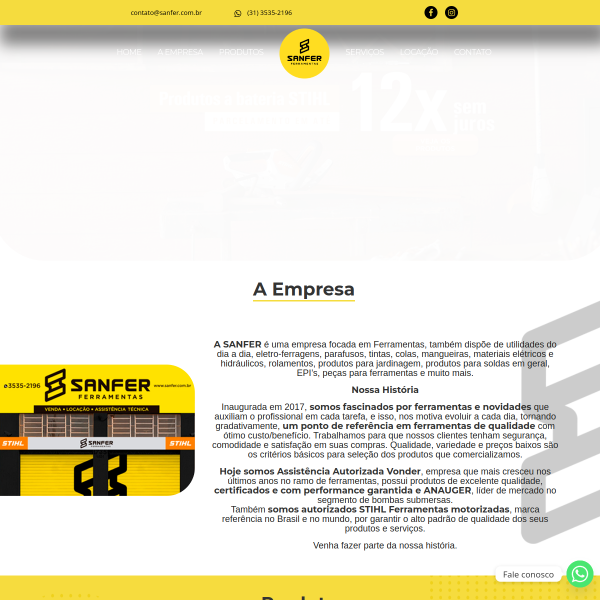 Website preview of sanfer representações ltda