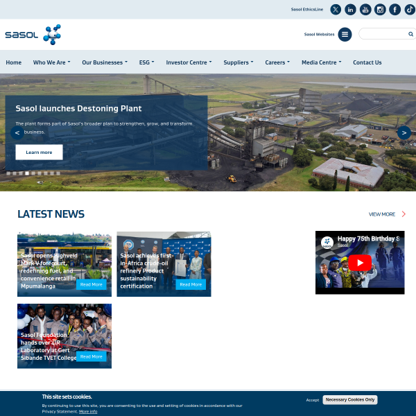 Website preview of Sasol Pension Fund